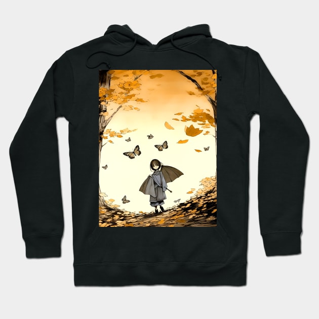 Autumn: Autumn Girl on a Dark Background Hoodie by Puff Sumo